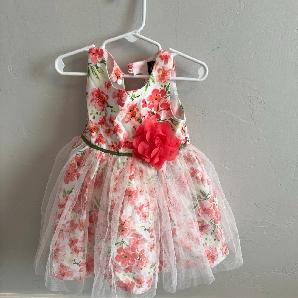 Floral Tulle Dress with Pink Flower